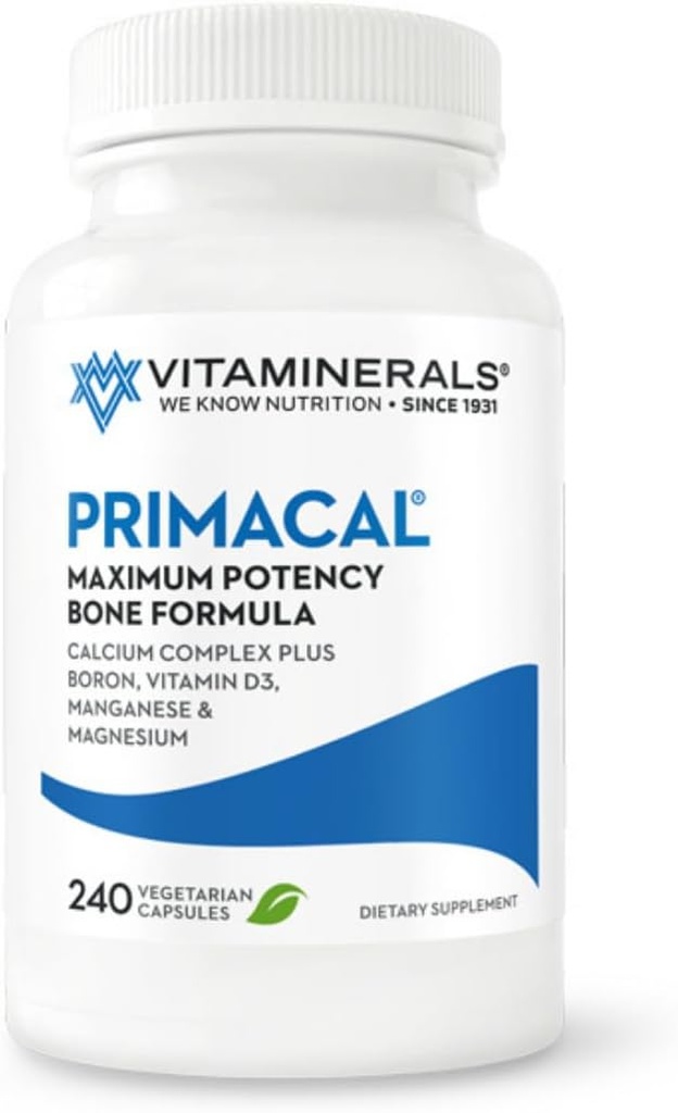 VITAMINÉRAUX 95 Primacal® Bone Support Potence maximale Calcium, Magnésium pour perte osseuse (240)