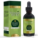 Go Nutrients Vitamine D3 K2 gouttes – Supplément VIT D liquide avec MK7 pour adultes et enfants – Soutien sublingual à haute absorption pour la santé osseuse, cardiovasculaire, cardiaque et immunitaire – 1 oz, 90 portions