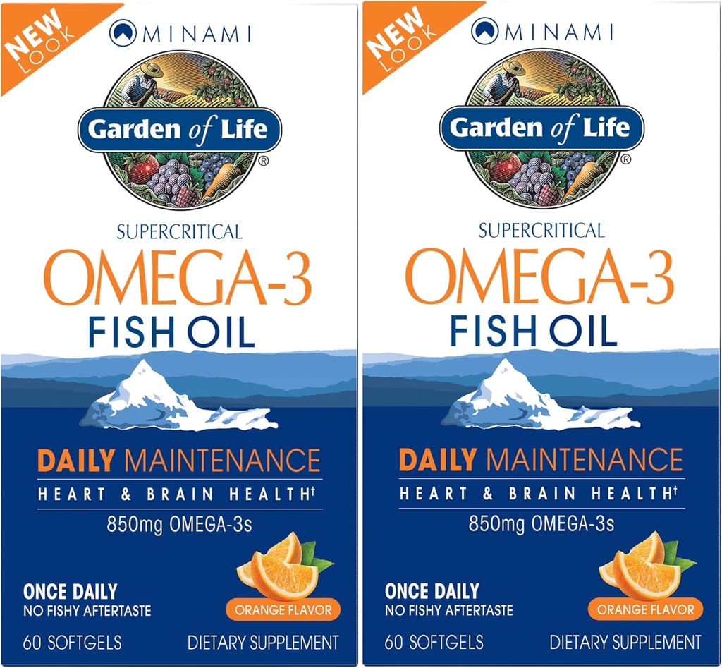 Jardin de la vie EPA/DHA Omega 3 Huile de poisson - Minami naturel Cerveau Fonction, coeur et supplément d'humeur, 120 Compte (60-ct 2-Pack)