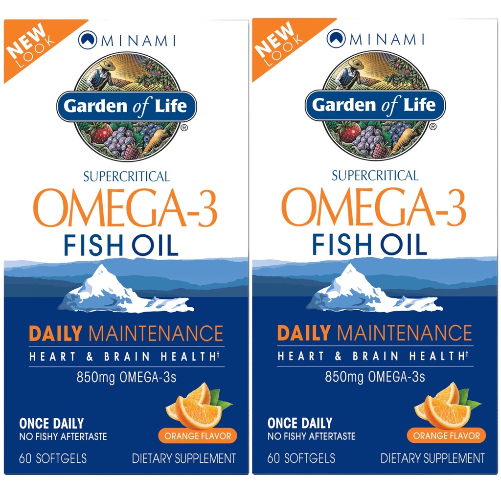 Jardin de la vie EPA/DHA Omega 3 Huile de poisson - Minami naturel Cerveau Fonction, coeur et supplément d'humeur, 120 Compte (60-ct 2-Pack)
