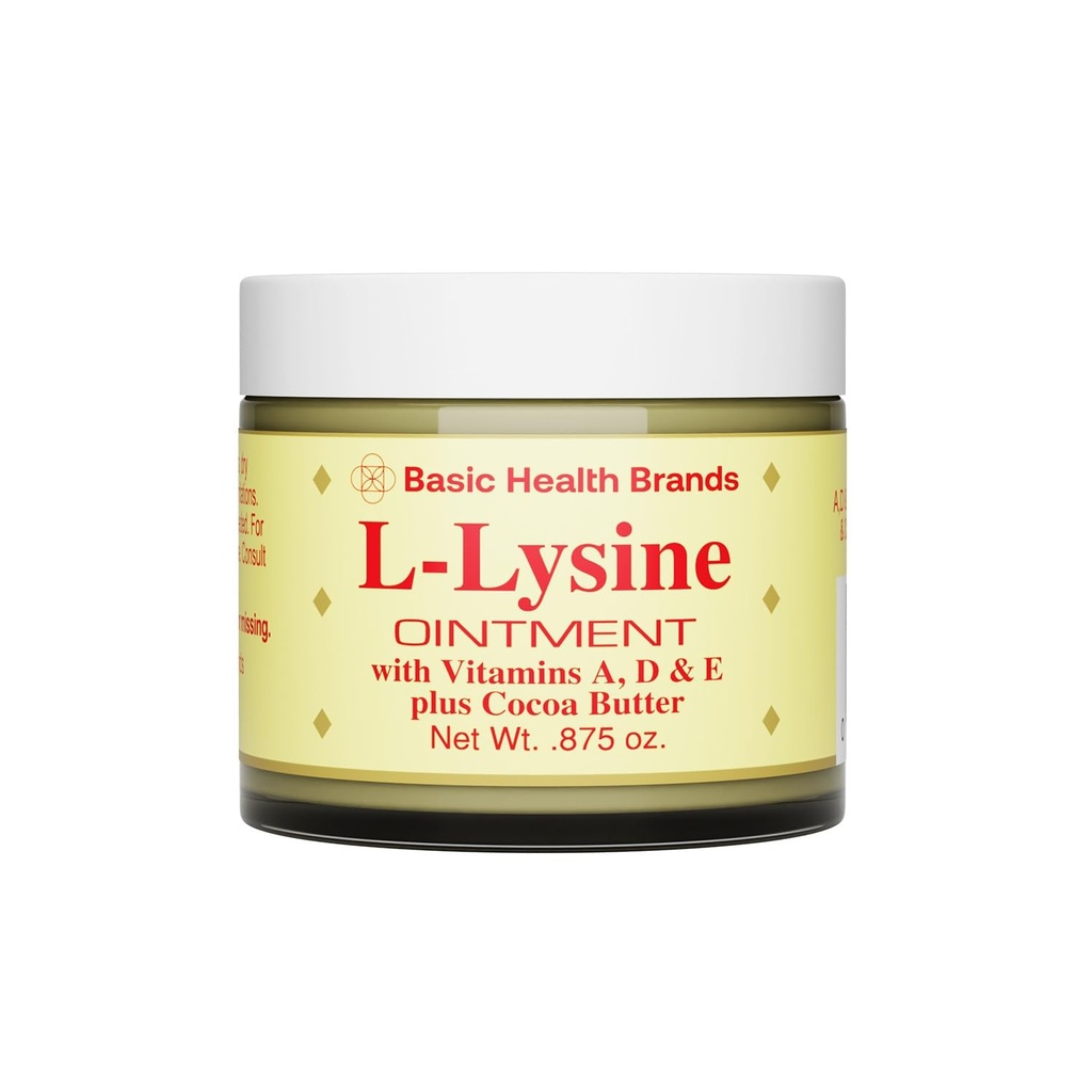 Marques de base L-Lysine Onguent à lèvres avec Camphor, Mentol, Vitamine A & E, 0,875 oz