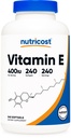 Nutricost Vitamine E 400 UI, 240 Capsules Softgel - Sans gluten, sans OGM