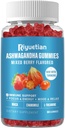 Gummies Ashwagandha pour les femmes et les hommes - Stress Relief, Immune Support & Augmentation de l'énergie - Sans sucre, Vegan - Suppléments de racine Ashwagandha biologique Gummy- Fraise naturelle Flavor (60 comte)