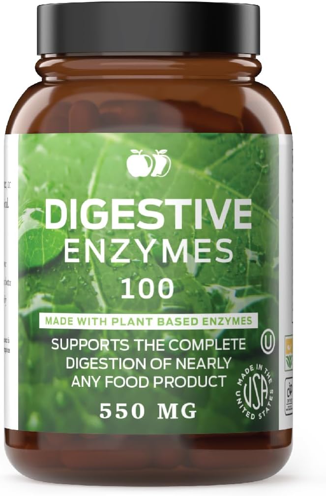 Produits naturels complets Capsules d'enzymes digestives, 550mg, 100ct.