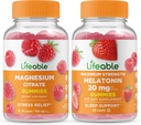 Magnésium Lifeable + Melatonin 20mg, Gummies Bundle - Grande dégustation, supplément de vitamine, sans gluten, sans OGM, gummy à croquer