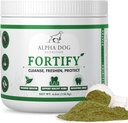 Poudre de nettoyage de dents de chien - Poudre dentaire fortifiée pour chiens - Détachant la plaque et rafraîchit la mauvaise haleine avec des suppléments verts frais - contient du Kelp, des probiotiques et d'autres ingrédients de nettoyage de dents