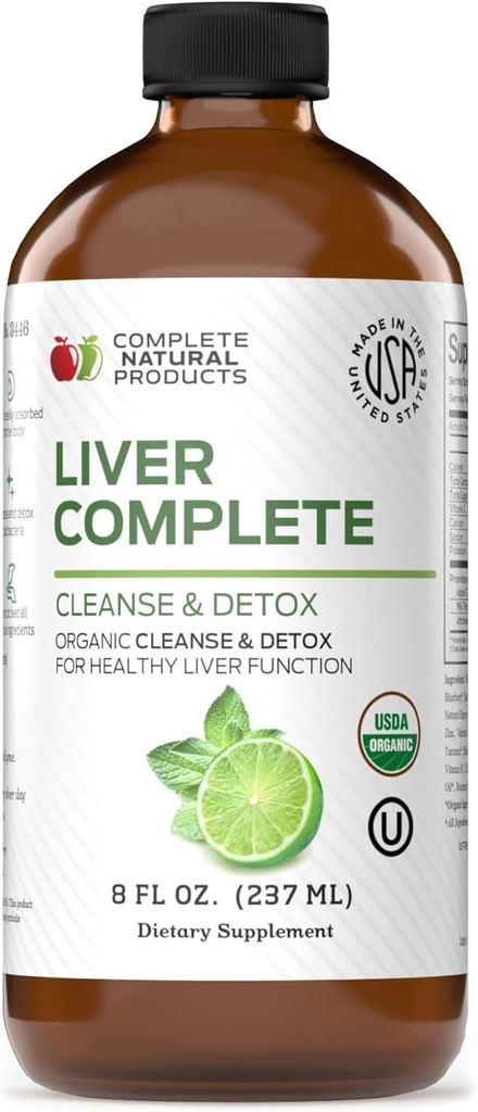 Liver Complete 8oz - Nettoyer le foie liquide biologique et supplément de détox pour les enzymes élevées, foie gras et soutien du foie