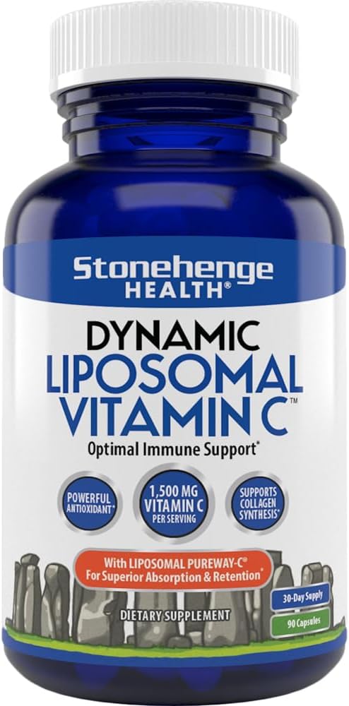 Stonehenge Health Dynamic Liposomal Vitamin C 1500mg - 90 Capsules - Advanced Formula - Phospholipids sourced from Non-GMO Sunflower, Supports Healthy Immune System, Collagen Synthesis & Brain Health