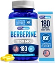 Nous aimons les vitamines Supplément berbère, 1200mg, Pure Max Strength Berberine HCL - 180 capsules végétariennes (sans gluten, non OGM) - 90 portions