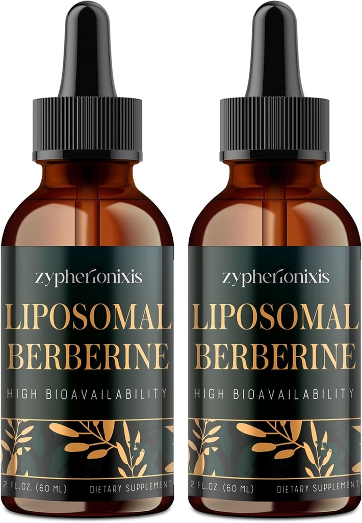 Supplément gouttes de berbère liposomale 3000mg - Activateur AMPK à haute absorption, Complexe Berbère Bio avec Ceylan Cinnamon & Ginger pour Immune & Digestion (4 fl oz)