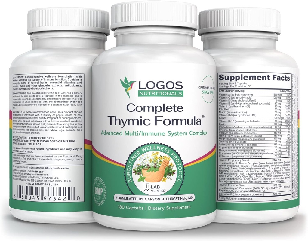Formule thymique complèteTM, multivitamine complète et multiminérale avec extraits thymus glandulaires (180 Nombre (paquet de 1)