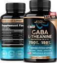 GABA L-Theanine 900 mg - Fabriqué aux États-Unis - Magnésium - Vitamine B6 - Calme, Sommeil, Relaxation et Support de l'humeur - 750 mg Gamma AminoAcide butyrique, 150 mg L-Theanine - Forme non-habitante, Vegan - 240 Capsules