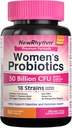 NewRhythm Women's Probiotics, Cranberry biologique pour la santé vaginale des femmes, 50 milliards CFU 18 souches, probiotiques et prébiotiques, soutien santé digestive, 60 capsules végétaliennes
