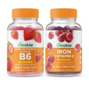 Vitamine vivante B6 + Fer avec vitamine C, Gommies - Grande dégustation, supplément de vitamine, sans gluten, sans OGM, à croquer