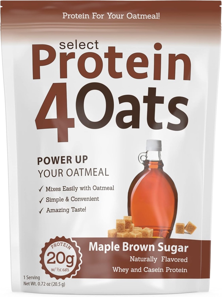 PEScience Protein4Oat, poudre pour faire une délicieuse farine d'avoine protéinée, avec lactosérum et la caséine, sans gluten, sucre brun d'érable, 12 portions