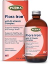 Flora Iron - Supplément en fer liquide végétalien avec des vitamines B - Offre le soutien des globules rouges et de l'énergie - Sans levure et sans gluten - Delicious Fruit Juice Base - 7,7 fl. oz. Bouteille en verre