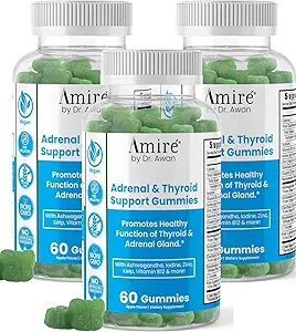 Amire de Dr. Awan Thyroïde Support Gommies, favorise la fonction saine de Thyroïde, Kelp, Selenium et Ashwagandha pour améliorer l'énergie, l'immunité, le métabolisme, 180ct, 90 jours d'approvisionnement