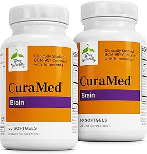 Terry naturellement CuraMed Cerveau - Supplément alimentaire pour soutenir la clarté et la concentration - Supplément santé cérébrale avec Curcumine et huile essentielle curcumine pour aider la concentration - 60 Softgels (2 Pack)