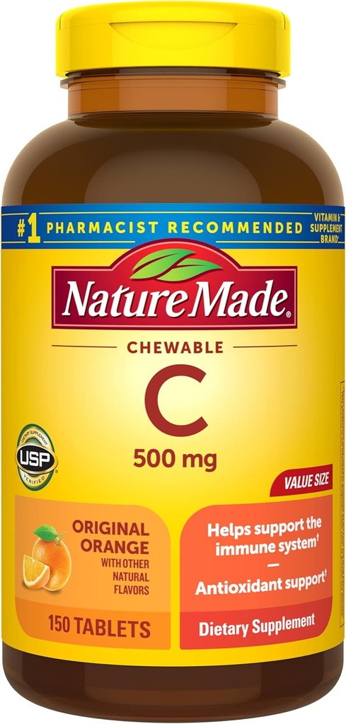 Nature faite de vitamine C 500 mg à croquer, orange, 150 ct