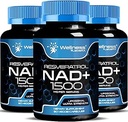 Supplément NAD WELLNESS LABSRX, 1500mg - NAD liposomique+ Supplément avec Resveratrol, NAD Plus Boosting - Soutien à la santé cellulaire et au vieillissement en santé - Capsules Ultra Strength, États-Unis Fabriqué - 3 Pack