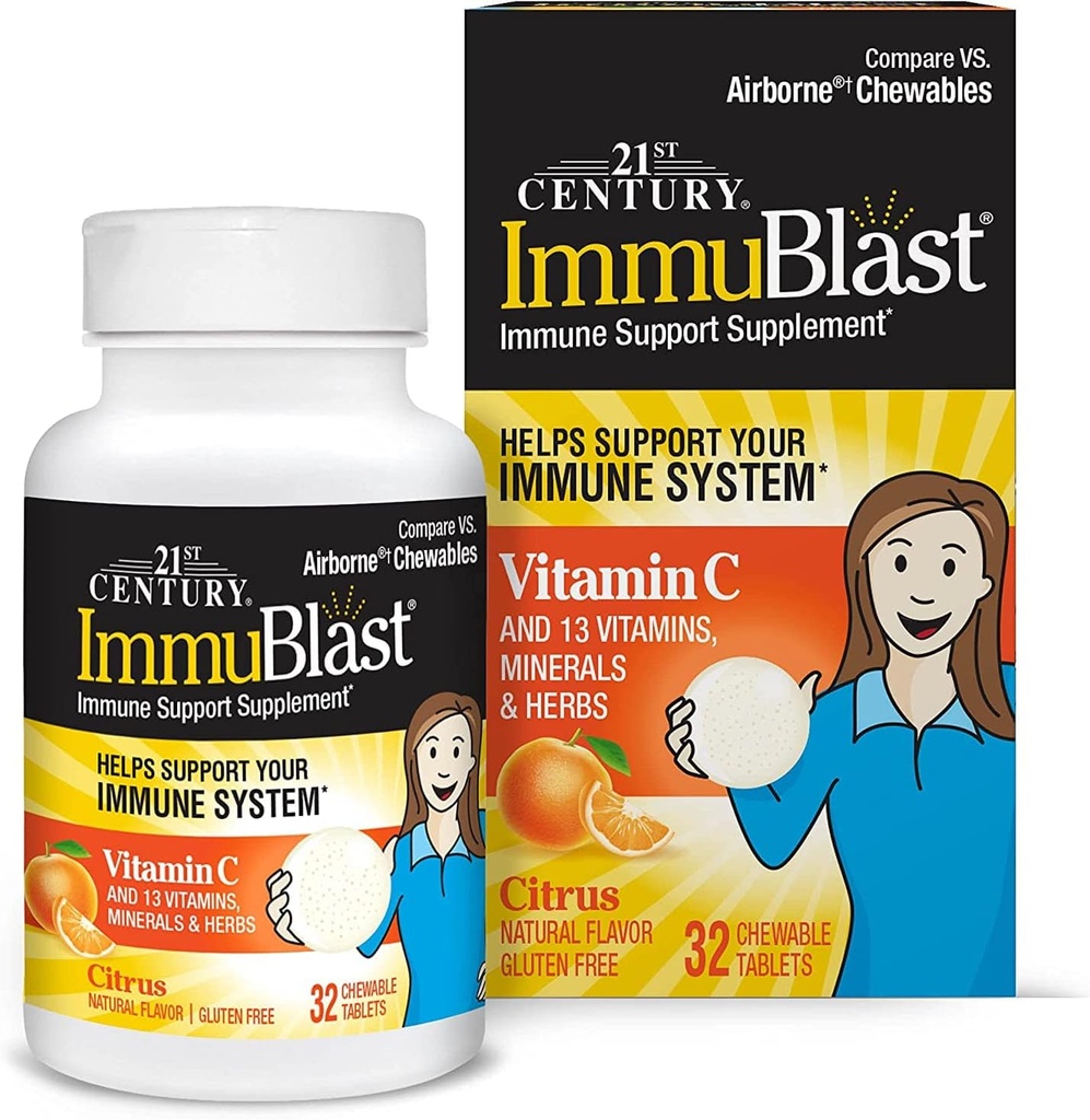 21st Century ImmuBlast Chewable Tablets Citrus - 32 Tablets, Pack of 2