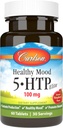 Carlson Mood santé 5-HTP Elite 100 mg avec vitamine B6 - Supplément de soutien et de relaxation de l'humeur - Framboise à croquer - 60 comprimés