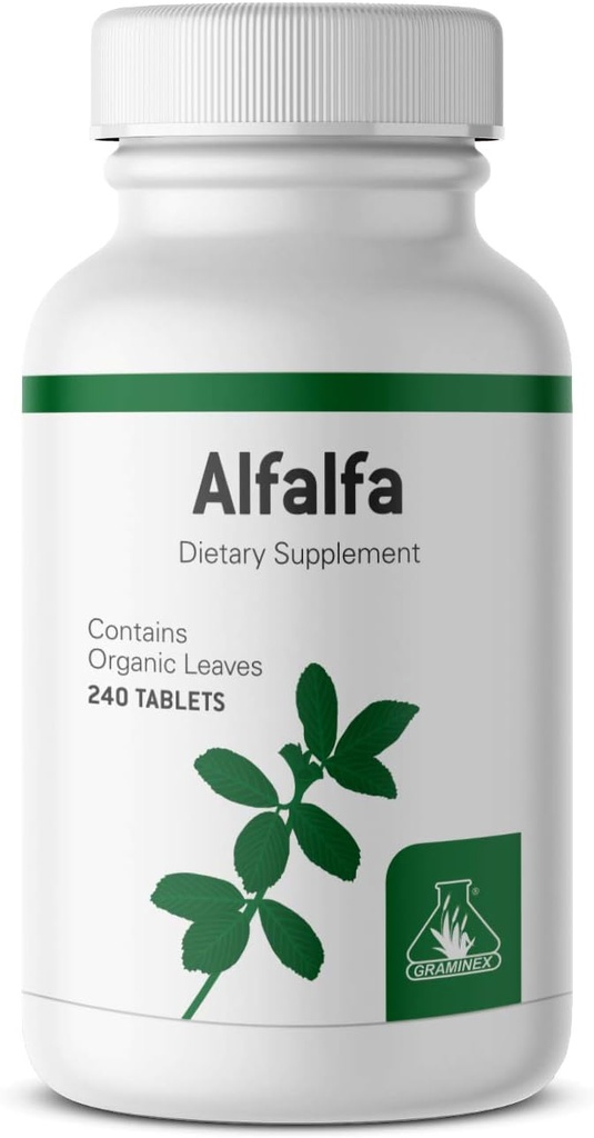 Comprimés Graminex Alfalfa - Supplément vert non OGM avec vitamines, minéraux, acides aminés - 240 comprimés