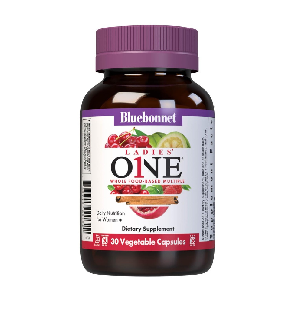 Bluebonnet Nutrition Ladies One Organic Légume Capsule, Alimentation entière Multiple, K2, Énergie, Vitalité, Non-OGM, Gluten, Sans soja et sans lait, Casher, 1 mois d'approvisionnement, Gris clair, 30 Compte