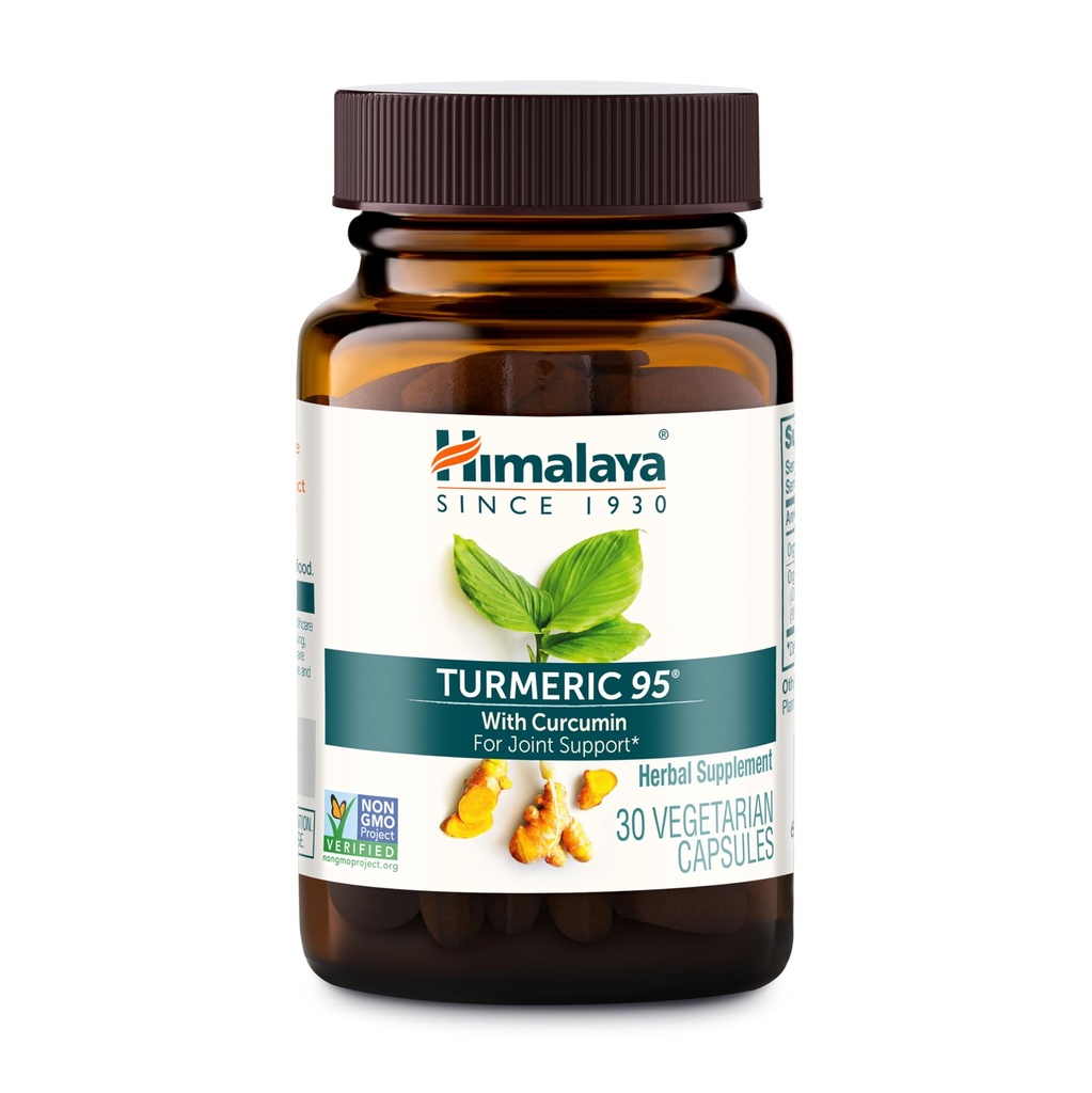 Himalaya Turcuma 95 - Supplément à base de plantes avec curcumine curcumine pour le soutien et la mobilité articulaires, 95% Curcuminoïdes - Végétaux, non OGM, sans gluten, 600 mg, 30 capsules