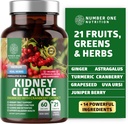 N1N Premium Kidney Cleanse [21 Potent Herbs] for Urinary Tract & Bladder Control, Natural Kidney Support with Cranberry Extract, Astragalus and Uva Ursi Leaf, 60 Veg Caps