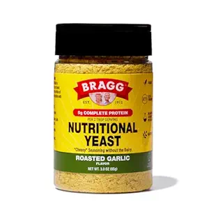 Assaisonnement d'ail rôti de levure de Bragg - 3 oz - Substitut de fromage de parmesan sans lait - parfait pour les salades, les pâtes, le pop-corn et plus