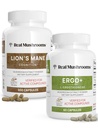 Véritables champignons Ergothioneine (60ct) et Lions Mane (300ct) Ensemble avec extraits de champignons Shiitake et Oyster - Longévité et cognition - Vegan, sans gluten, non OGM - Soutien naturel pour un vieillissement en santé