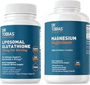 Dr Tobias Magnésium Bisglycinate et Glutathion liposomique - soutient l'énergie, la fonction musculaire et la santé immunitaire - Absorption maximale - végétalien, non-OGM