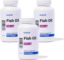 MAJOR Oméga-3 Huile de poisson - Supplément huile de poisson 1000mg - 100 Softgels (3-pack)