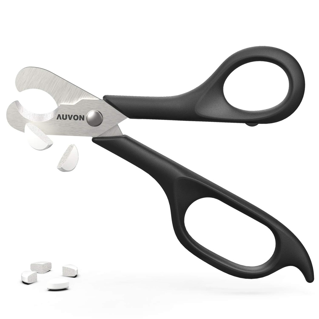 AUVON Ciseaux en forme de Pilule Cutter, Splitter à lame pointue pour faciliter la séparation de la plupart des vitamines, comprimés et médicaments de 5-15mm dans la moitié