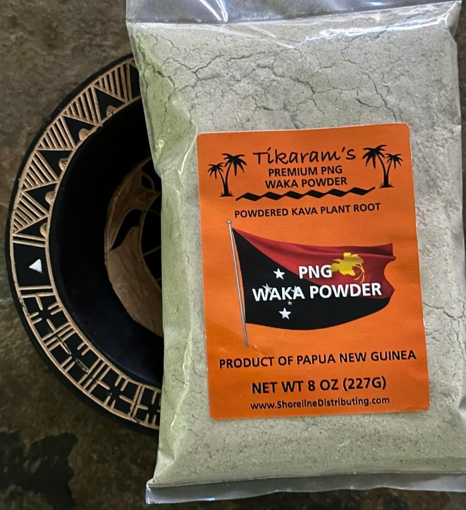 Tikaram's Kava Powder - Premium Papua New Guinea (PNG) Waka, 1/2 Pound (8oz), Fiji Market Wholesale LLC