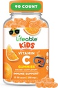 Enfants Lifeable Vitamine C Gummies de 250mg de Grande Dégustation VIT C de Vitamine C sans OGM végétalien à croquer pour le soutien immunitaire de 90 Gummies