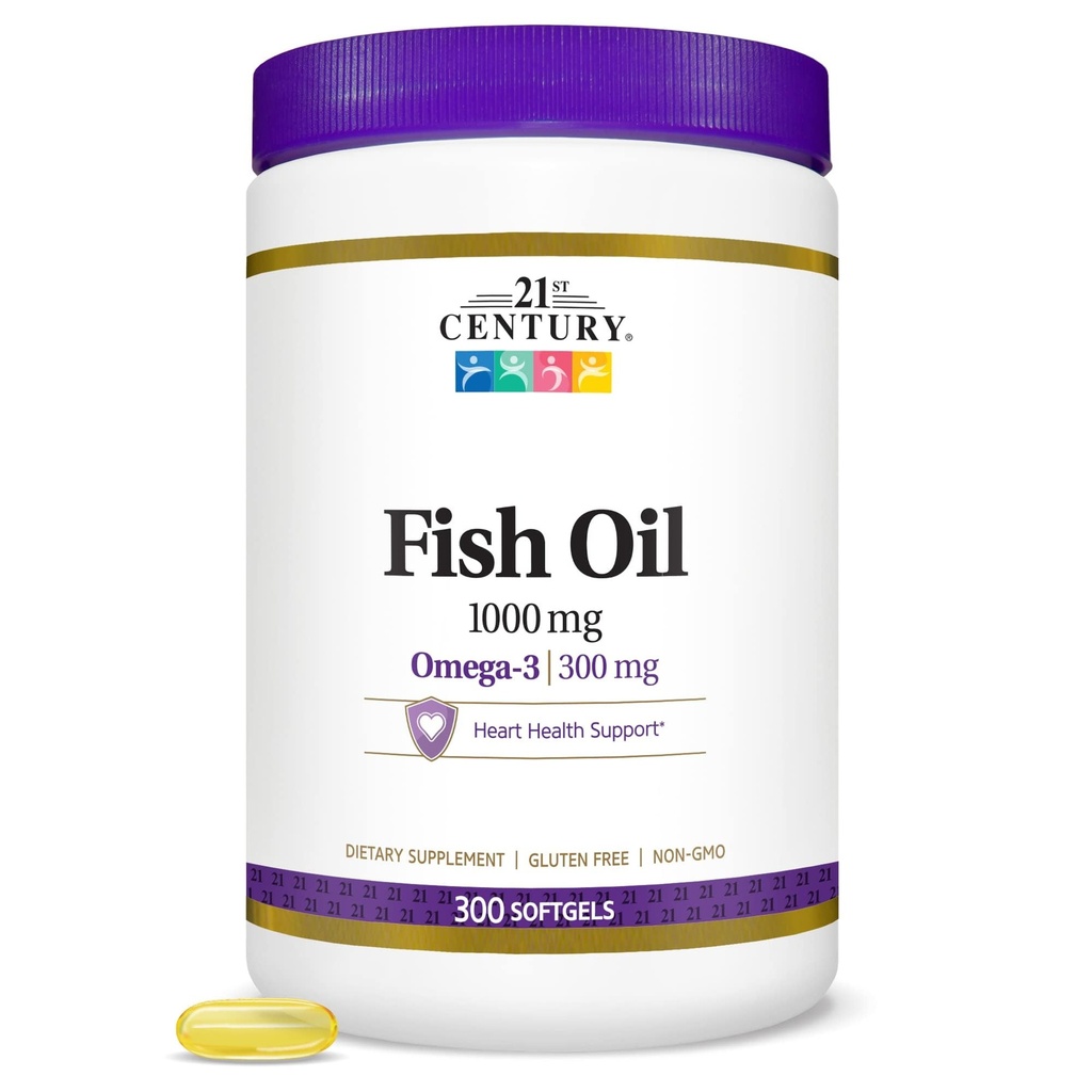 21e siècle Huile de poisson 1000 mg Softgels, 300 Compte