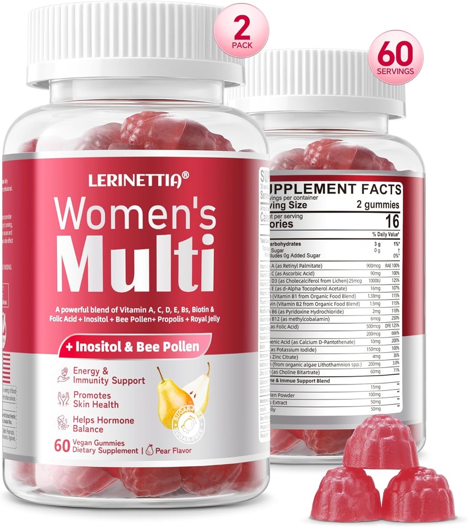 Femmes 50+ Multivitamines, Multivitamine pour les femmes avec vitamine A, C, D3, E et zinc, Vegan Sugar Free 120 comte