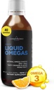 Livingood Liquid Omega 3 Huile de poisson, Supplément EPA & DHA avec Fruits Monk et Arôme Orange, Soutient la santé du coeur, des articulations et du cerveau, Huile de poisson pour les hommes et les femmes, Non OGM, Sans gluten, 200 ML, 40 portions