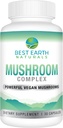 Meilleur complément complexe de champignons végétaliens Terre Naturelle pour l'énergie, la clarté et la cognition - Imune Support avec Mane, Reishi, Chaga, Maitake & Shiitake 30 jours (30 capsules)