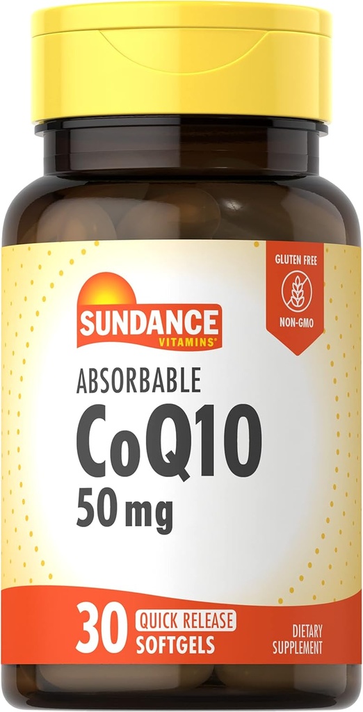 Sundance CoQ10 50mg | 30 Absorbable Softgels | Non-GMO and Gluten Free Supplement