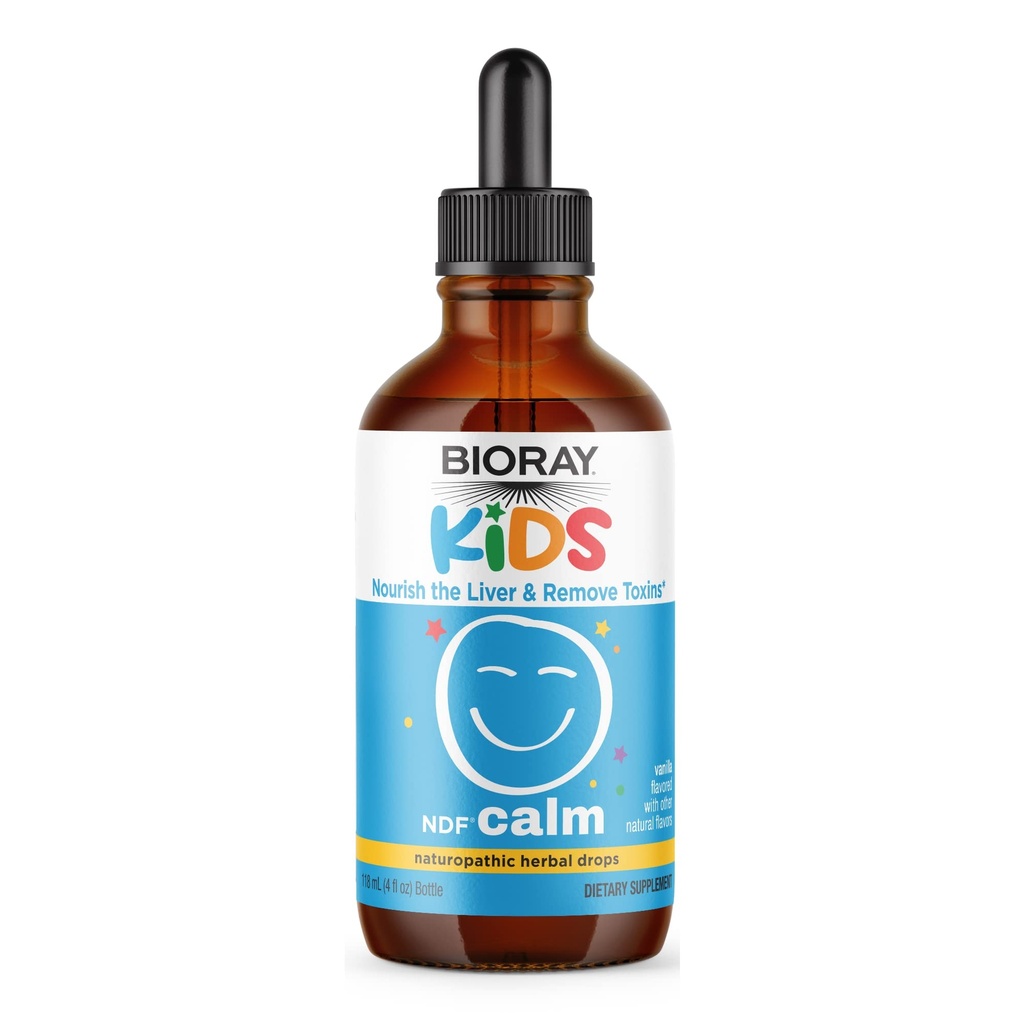 BIORAY Kids NDF Calme, Vanille - 4 fl oz - Nourish Le foie et enlever les toxines - Non-OGM, végétalien, sans gluten - 2-4 mois d'approvisionnement
