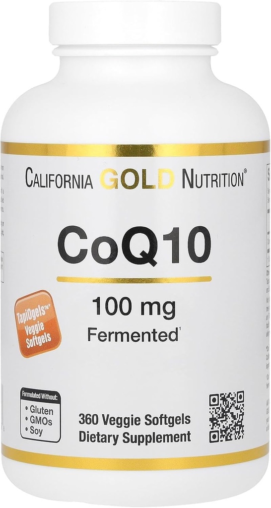 California Gold Nutrition CoQ10 100 mg, Coenzyme Q10 Ubiquinone USP, Supports Mitochondrial Function, 360 Veggie Softgels