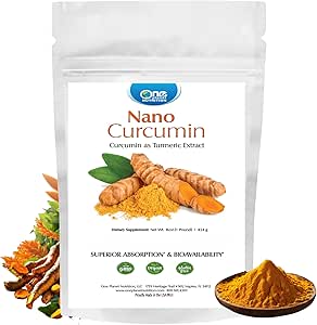 One Planet Nutrition Nano Curcumin Powder 8 oz (227 portions), Extrait de curcuma pur, Nano pour une absorption élevée, supporte la vitalité globale, non-OGM, végétalien, sans gluten