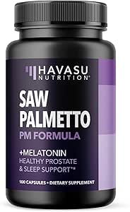 Saw Palmetto PM pour les hommes avec la mélatonine 3mg - Supplément de santé de nuit Prostate pour le soutien du sommeil et de la vésicule - Réduire la fréquence urinaire - 100 Compte - Végétaux, capsules non OGM - plus de 3 mois d'approvisionnement