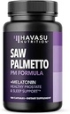 Saw Palmetto PM pour les hommes avec la mélatonine 3mg - Supplément de santé de nuit Prostate pour le soutien du sommeil et de la vésicule - Réduire la fréquence urinaire - 100 Compte - Végétaux, capsules non OGM - plus de 3 mois d'approvisionnement