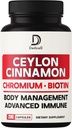13en1 Ceylan Capsules de cannelle - 200 Capsules avec Picolinate de chrome, Biotine, Graines de raisin, Elderberry et plus