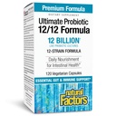 Facteurs naturels Ultimate Probiotic 12/12 Formule - Supplément de soutien de la santé digestif avec probiotiques - Supplément de soutien de la santé immunitaire et gut - 120 capsules végétariennes (120 portions)