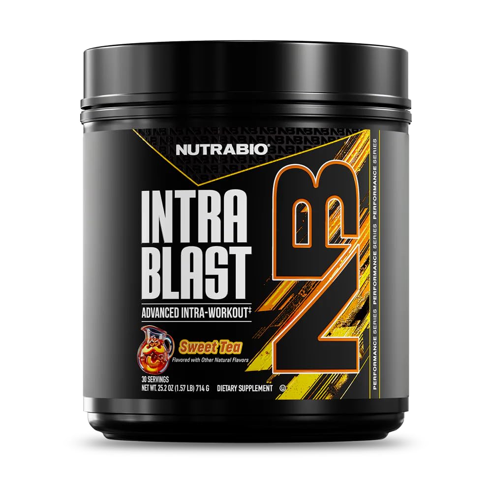 NutraBio intra Blast Bcaa poudre de supplément d'acide amino, électrolyte et mélange d'hydratation, intra, préentraînement et récupération musculaire, 20g Eaa Amino acides poudre, 5g de glutamine- thé doux, 30 portion